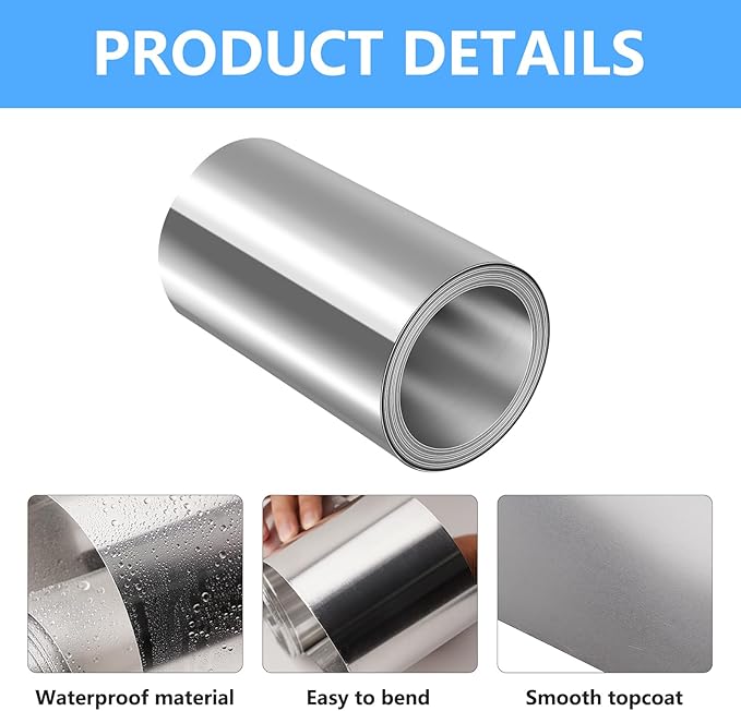 ELECTRAPICK Aluminum Flashing Roll,10in x 10ft Metal Roof Panels,32 Gauge (0.0078"/0.2mm) Aluminum Sheet Roll for Roofing Panels and DIY, Outdoor Gardens,Sealing Windows Doors, Stains Prevention