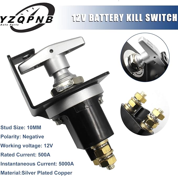 Battery Disconnect Switch with Lockout Plate Fits Negative Battery Doctor Replace 20247, 500A 12V-36V Master Battery Kill Switch Fixed Handle Isolator for Car Auto RV and Boat Waterproof