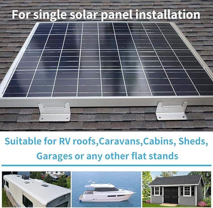 8 units per set Solar Panel Mounting Z Brackets Lightweight Aluminum Corrosion-Free for solar panels installed on RVs, Trailers, Boats, Yachts, Wall, Cabins, Sheds, Garages&Other Off Gird Roofs