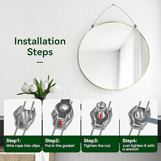 20Pcs M3 Stainless Steel Single Wire Rope Clips, Simplex Bolt Cable Clamp for 1/16in-1/8in Diameter Wire Cable for Picture Hanging Christams String Light, Free Wrench
