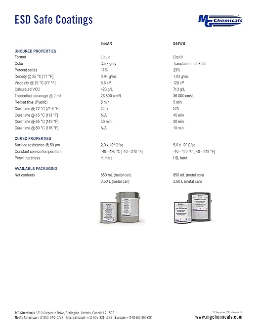 MG Chemicals 844AR ESD Safe Coating for Plastics, 850mL liquid