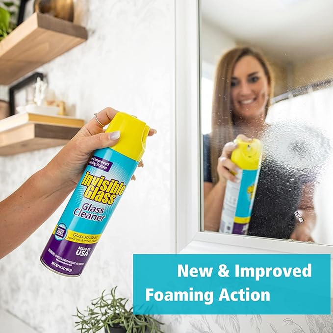 Invisible Glass 91160-3PK Premium Aerosol Glass and Window Foaming Cleaner Spray – Cleans Glass, Windows, Mirrors, Shower Doors, and More – Streak-Free, Ammonia-Free, Tint-Safe – 19 oz (Pack of 3)