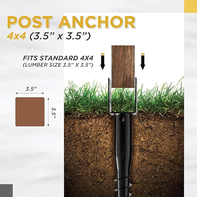Premium No Dig Ground Anchor DIY Screw in Stake U-Model 27 Inch Fits Standard 4x4 Posts (3.5" X 3.5") Great for Mailbox and Fence Posts