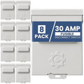 8-Pack 30 Amp Pullout FUSIBLE Disconnect Switch, ControlGear Brand 240V NEMA 3R Outdoor Metallic Enclosure for HVAC Systems, UL Certified, Single Phase Two Wire (fuses NOT Included)