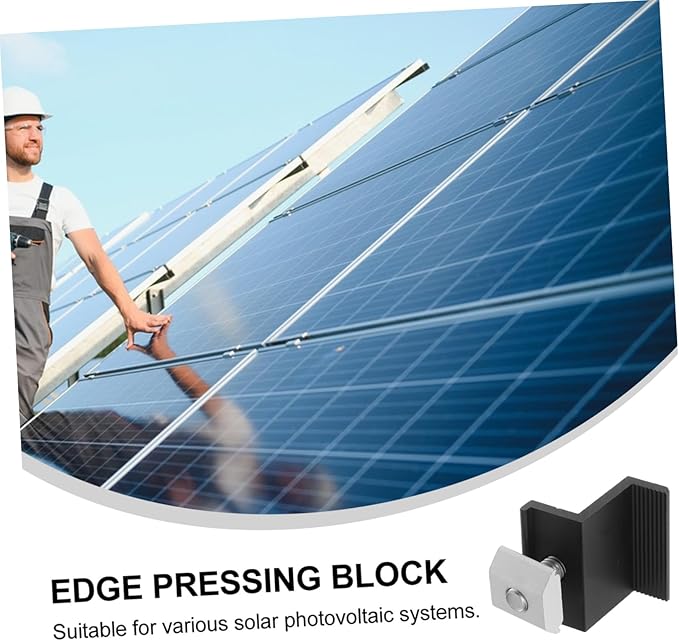 4pcs Aluminum Photovoltaic Bracket Pressing Block Solar Panel Mounting End Clamp Black Solar Bracket for Panel Support