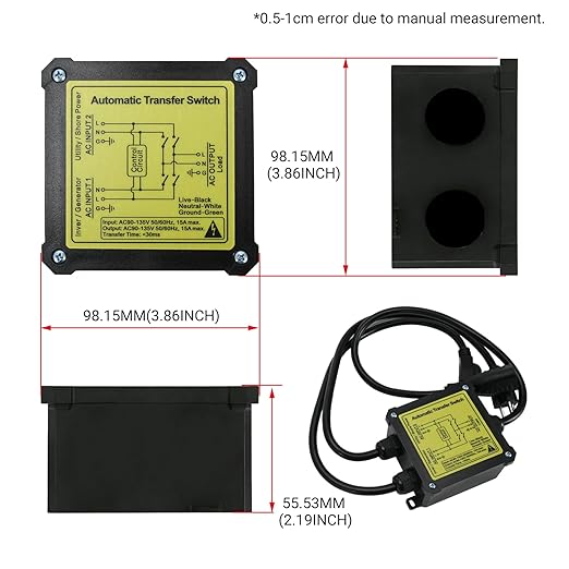 AC120V 15Amp Automatic Transfer Switch, Generator ATS Auto Transfer Switch (NEMA 5-15P/R)
