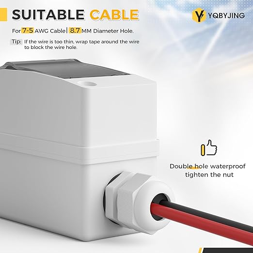 Solar Panel Disconnect Switch 50 Amp DC AC Miniature Circuit Breaker 500V 2 Poles with PV Connector and IP65 Waterproof UV-Proof Box for Outdoor Solar PV Homes Battery