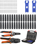 35PCS Solar Crimper Tool Kit, Solar Panel Cable MC4 Connectors 14-10AWG, 30 Pairs Male/Female Solar Connectors, 1PCS Solar Crimper, 1PCS Stripper, 2 PCS Spanner Wrench