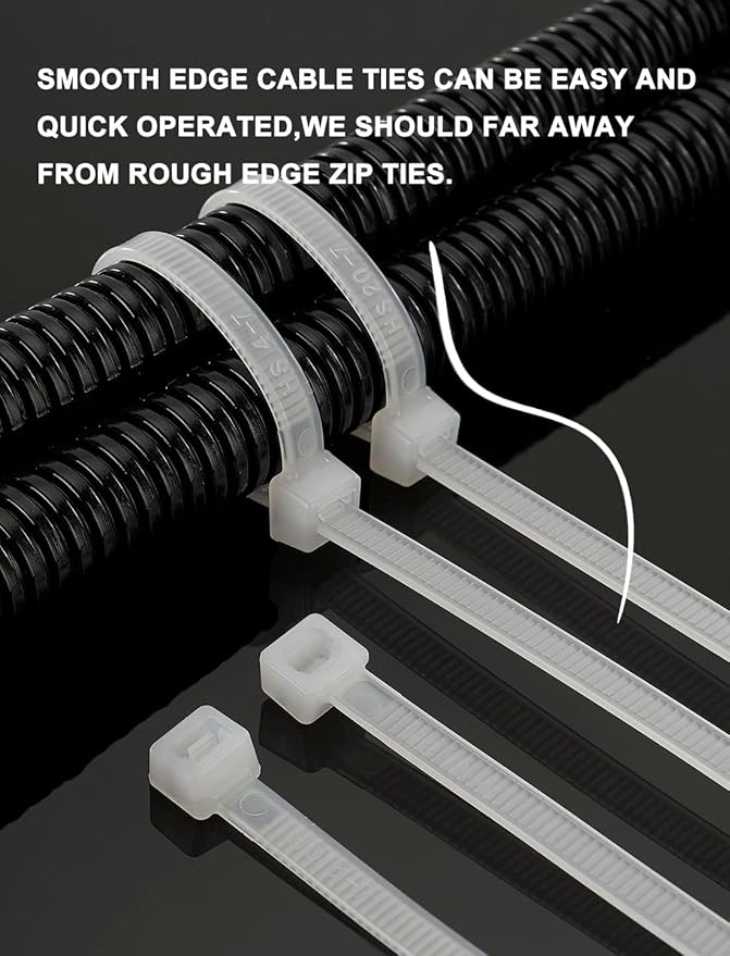 HS 10 Inch Zip Ties Black 50 Pounds Tensile Strength Strong Wide Straps (100 Pack) Nylon PA66 UV Resistant,Self-Locking Medium Electrical Plastic Cable Wire Zipties for Outdoor Use,Multi Purpose