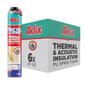 Akfix Thermcoat Fire Rated Spray Foam Insulation 120 sq ft (6x27.1 oz) - (R-Value 11.32/2 inch) Closed Cell Expanding Wide Sealant Thermal Insulation for Walls and Attic - Gun&Cleaner NOT Included