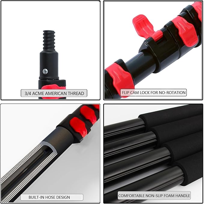 20ft Water Fed Pole Brush with Squeegee Kit Telescoping High Reach Window Cleaning Tool with Soap Dispenser Extension Solar Panel Cleaner for Household