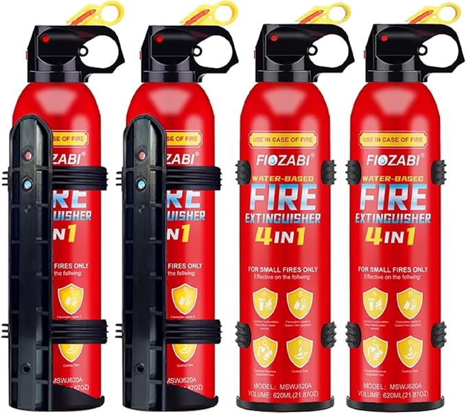 Portable Fire Spray With Bracket Portable Aerosol Extinguisher for ALL FIRES inc. Li-ion Battery Fires-Emergency Equipment for Home, Kitchen, Fireplace, Grill, Car, Caravan 620ML(4 pack)