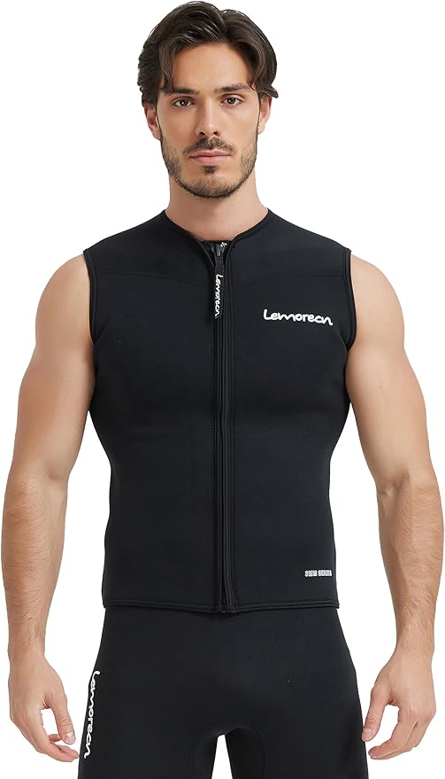 Lemorecn Mens Wetsuit Top Premium Neoprene 3mm Zipper Wetsuit Vest