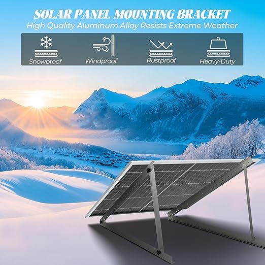 4 Sets 45inch Solar Panel Mounting Brackets, 0 to 90° Adjustable Solar Panel Mounting Rails, Fit for 150 200 400 600 Watt Solar Support Racks with Foldable Tilt Legsnel