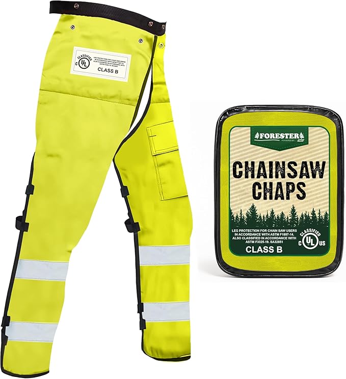 FORESTER Chainsaw Chaps for Men & Women | Apron-Style Chaps with Pocket & Adjustable Waist | Chainsaw Safety Equipment