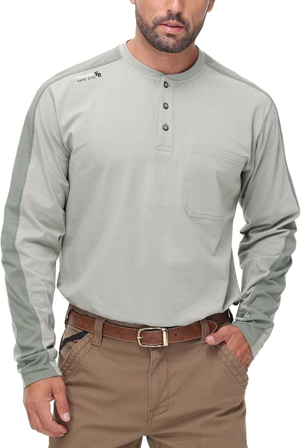 FR Shirts for Men 5.5OZ Lightweight Stretch Patriot Baseball T-Shirt Work Shirt