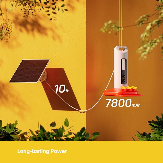 Reli Solar Panel for Camera in Birddy Bird House & Bird Feeder & Bird Bath, Efficient Power Solution for Camera