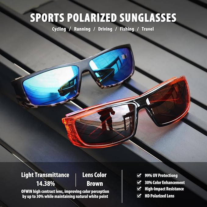 Polarized Sports Sunglasses for Men Women Unbreakable Frame Cycling Fishing Wrap Around Sunglasses UV400 Protection