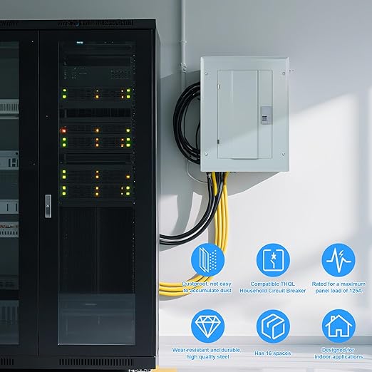 THQL Circuit Breaker Panels,16-Space, 125A Circuit Breaker Distribution Box, 120V/240V Circuit Breaker Electrical Enclosure,Indoor Main Lug Load Center