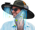 Berlune Men Sun Hat with 2 Solar Fans Wide Brim Outdoor Fishing Hat USB & Solar Powered for Sun Protection Camping Hiking