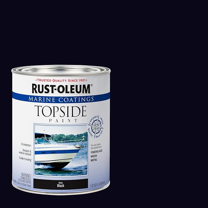 Rust-Oleum 207006-4PK Marine Coatings Topside Paint, Quart, Black, 4 Pack