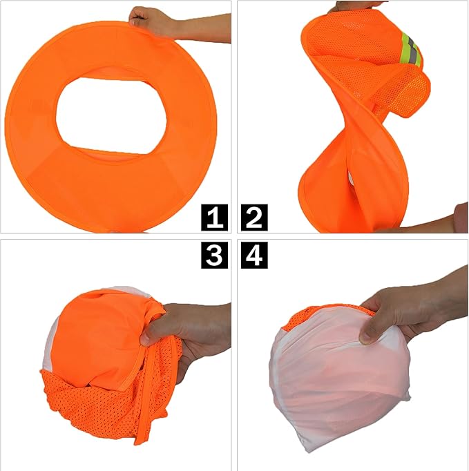 TCCFCCT Hard Hat Sun Shade Full Brim, Mesh High Visibility Hard Hat Visor Neck Shade Accessories, (Hats Not Included), Orange 3 Packs