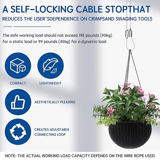 24 PCS Wire Clamp Tool Kit - 8 M2 Two-Way Wire Rope Cable Clips, 8 M3 Stainless Steel Thimbles, 8 M3 Aluminum Crimping Loop Sleeves for 1/16" Wire Rope Rigging, Tent Rope, Guard Railing for Outdoors