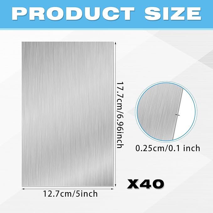 Therwen 40 Pcs 5 x 7 Inch Flashing Aluminum Sheet Roof Flashing Metal Roof for Shed Weatherproofing Areas Around Chimneys or Skylights (Silver)