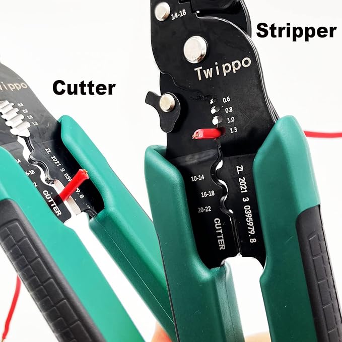 Crimping Tool, Wire Crimper Tool with Stripper Cutter, Crimping Pliers for Open Barrel Terminals and Heat Shrink Connectors, Crimping for 26-10 AWG, Stripping for 22-16 AWG