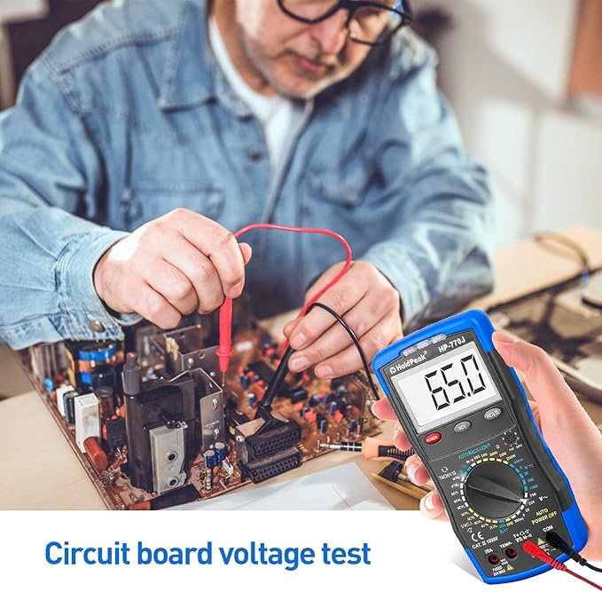 Digital Multimeter HP-770J Automotive Multimeter Engine Analyser Manual Ranging NCV Multi Tester Voltmeter Measure Voltage+Current+Resistance+Temp+RPM+Dwell Angle with Data Hold+Backlight+Auto Off+℃/℉