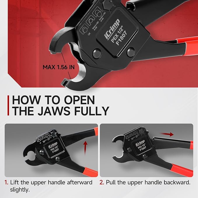iCrimp Angle Head F1807 PEX Pipe Crimping Tool for Copper Rings - 1/2-inch Angle Single Crimper, Suitable for Tight Spaces