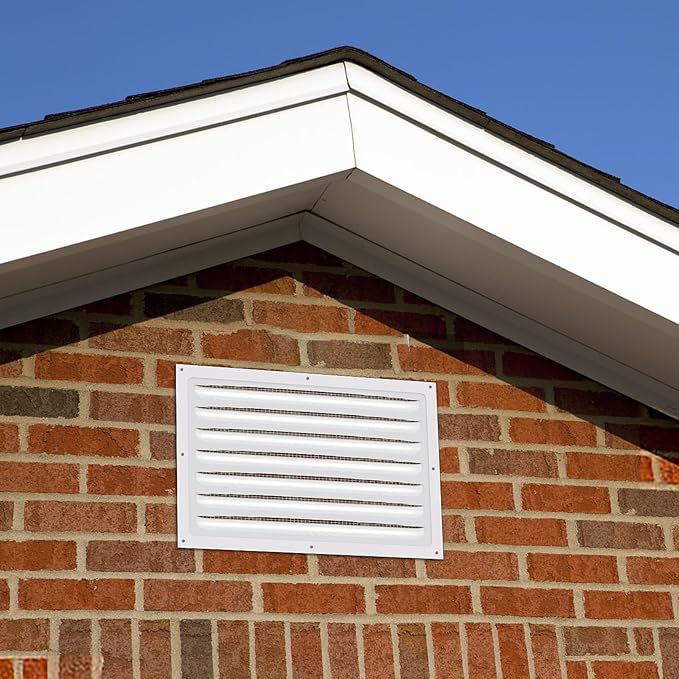 2 Pcs Attic Vent 8" X 12" Metal Shed Vents Louver Vent Grille Gable Vents with Screen Mesh for Indoor Outdoor Garage Attic Ceiling, Boost Ventilation and Guard Against Moisture (White)