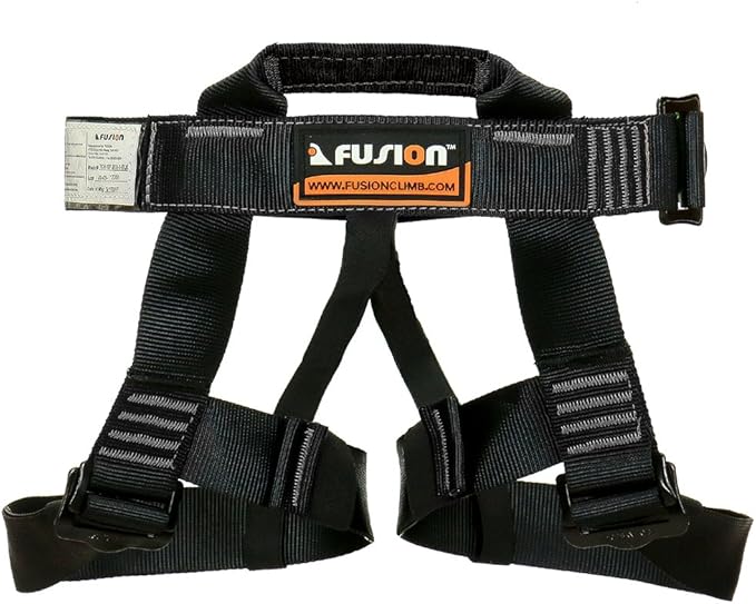 Rock Climbing Harness - Fusion Climb® - (5,000 LBS Rated) Professional Half Body Harness for Mountaineering, Tree Climbing, Ziplining, Rock Climbing, Rappelling- Heavy Duty Half Body Harness