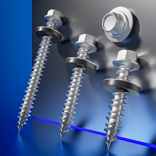 # 3/16 * 1-1/2 "174PCS 2lbs Gray hex Metal Sheet roof Screws, with Anti Rust Coating, # 10 * 1-1/2, with EPDM Washer and hex self Tapping, Used for Metal to Wood, Corrugated Roofs. 5 * 38mm