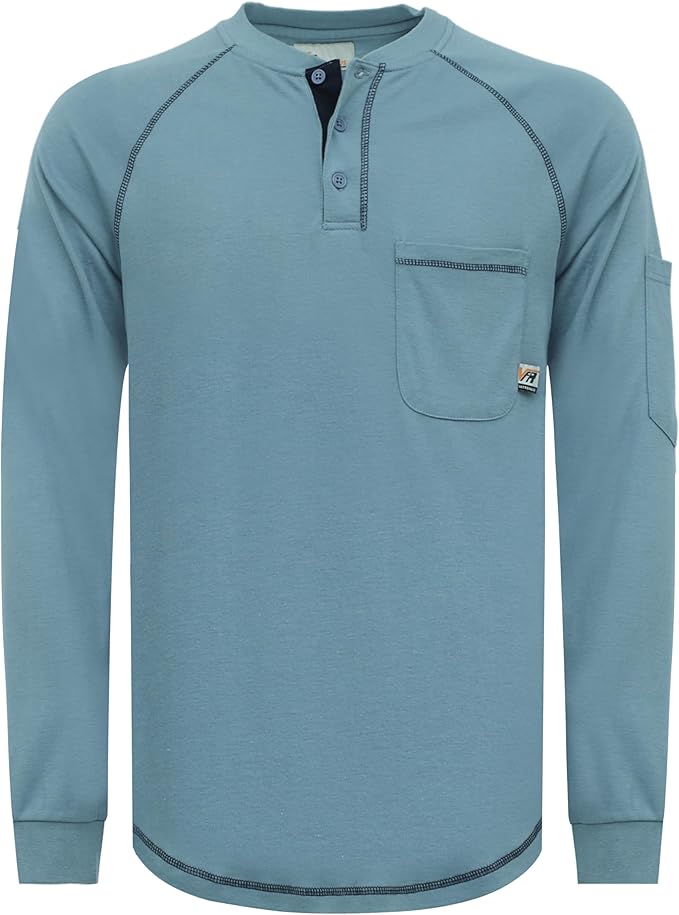 VATRENUS FR Shirts Henley 5.5oz 100% Cotton Flame Resistant Long Sleeve T-Shirts