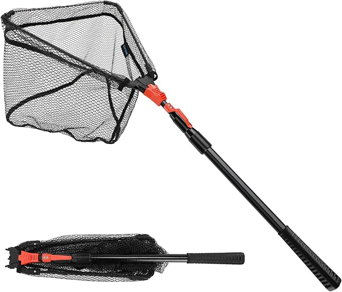 SAN LIKE Fishing Net Fish Landing Net Collapsible Fish Net with Anti-Slip Telescoping Rubber Pole Handle for Kids Adults in Saltwater Freshwater Multi-Size Extending to 37/42/43/51/69/71/89/98inch