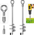 Dolibest 18" Heavy-Duty Ground Anchors Screw in, 3" Wide Spiral Earth Anchors for Swing Set, Wind Resistant Mobile Home, Trampoline, Sheds - Fully Welded Ground Anchors-Set of 2