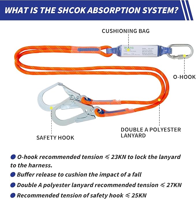 Universal Full Body Fall Protection Safety Harness with Dorsal D-Ring and Mating Buckle Legs，roofing harness construction harness ANSI/ASSP Compliant,internal Shock Absorbing landyard&Hook
