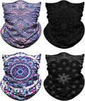 4Pack Neck Gaiter for Men Women Face Cover Mask Head Wrap Balaclava Headwear Bandana Headband Magic Scarf