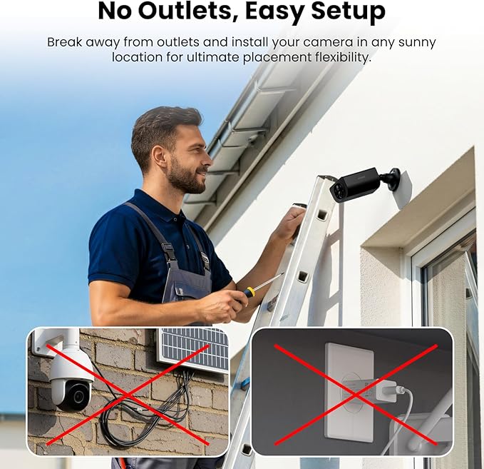 Cameras for Home Security-2.4G WiFi Battery Powered Security Cameras Wireless Outdoor with Built-in Solar Panel, 2K Color Night Vision, 2-Way Talk, TF Card&Optional Cloud Storage, S1 1P Black