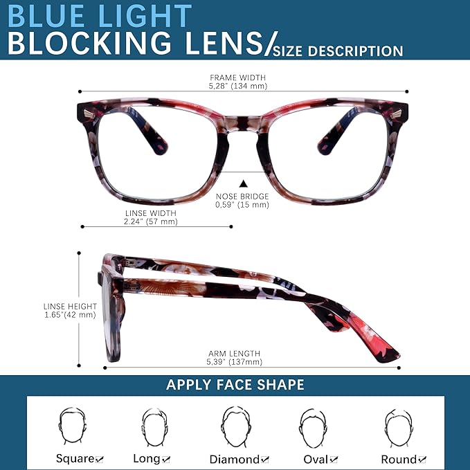 Blue-Light Blocking Glasses Computer Reading/Gaming/TV/Phones Glasses Fashion Anti Eyestrain Glasses for Women Men(H1-Black+Baohua)