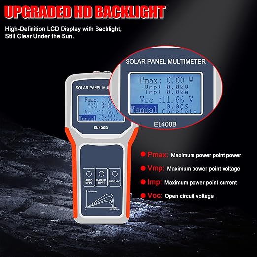 KAOLALI Digital 400W Solar Panel Smart Tester Auto/Manual MPPT Photovoltaic Panel Multimeter Testing Power Meter Tool