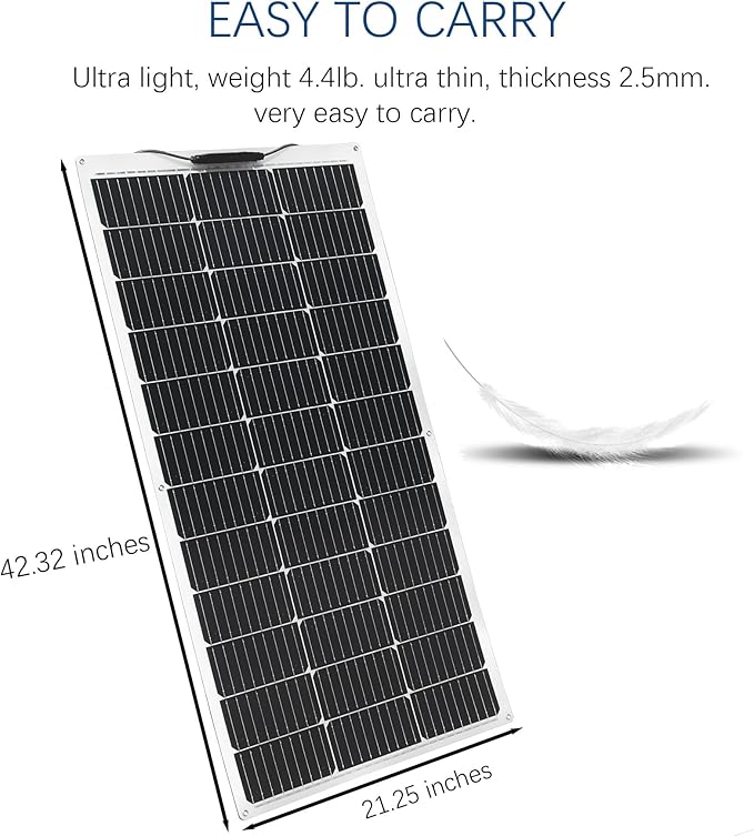 XINPUGUANG Flexible Solar Panel 100W 12V Monocrystalline Solar Kit Hightweight module, 10A charge controller ,Extension cable for RV Boat Cabin Car (100W-1)