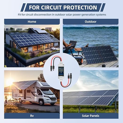 Solar Panel Disconnect Switch 30 Amp 1000V Breaker Box, PV DC Miniature Circuit Breaker Disconnect Box Outdoor with IP65 Waterproof Box