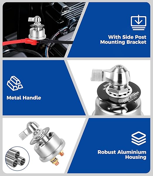 Battery Disconnect Switch 12V 24V 48V Heavy Duty Battery Shut Off Cut Off Power Kill Switch Isolator 300A High Current for Car, Vehicle, Truck, Winch, ATV, RV, Marine, Boat