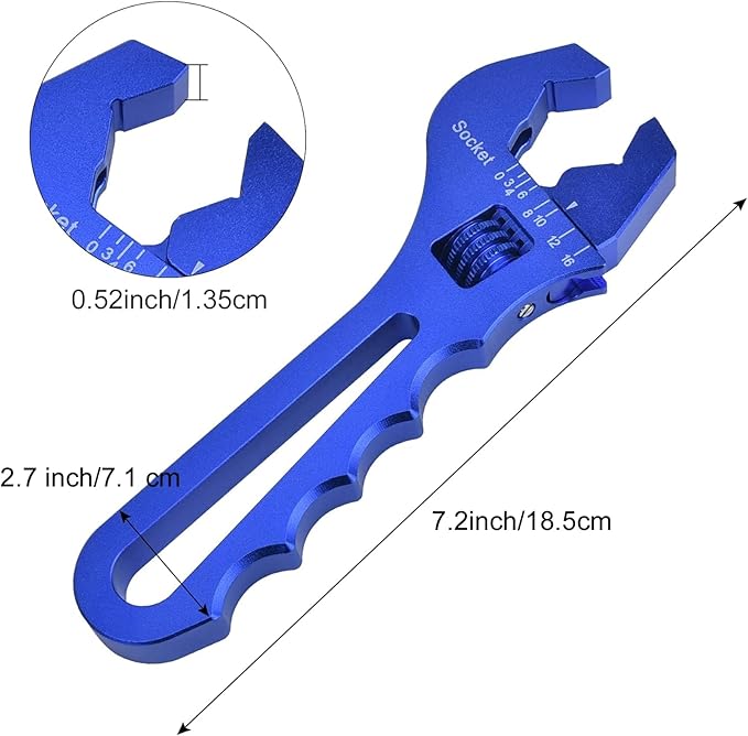 EVIL ENERGY AN Hose Fitting Adjustable Wrench Spanner Lightweight Aluminum 3AN-16AN Blue