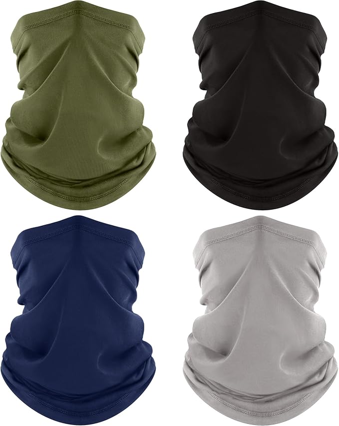 4 Pack Neck Gaiter, Cooling Breathable Face Mask UV Protection Scarf Hiking Bandana for Men/Women