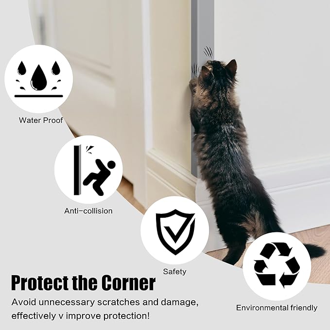 Wall Corner Protector, Walls Edge Protector，Self-Adhesive Wall Corner Guards,PVC Double Side Edge Protector， Furniture Stairs Guard (Gray 2PCS 90cm/35.4in)
