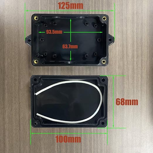 Electrical Box,Outdoor Universal Junction Box,Dustproof Weatherproof IP67 ABS Plastic Box with Fixed Hole and 4pcs x M16 Cable Gland,3.94''x2.68''x1.57''(100x68x40mm)(Black)