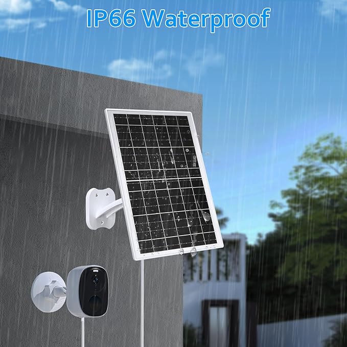 Zivif 13W USB Solar Panel for Security Cameras, Solar Charger with USB-C Cable, DC 5.5x2.1mm & Micro USB Port, IP66 Waterproof with Adjustable Mount & 10FT Cable, Tempered Glass Panel